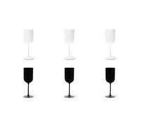 Excelsa Nordic Set 6 Calici Bianchi e Neri, Vetro Spruzzato, Capacità 410 Ml.