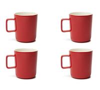 Excelsa Nordic Trendy Set 4 Tazze Mug in Porcellana, colore Rosso, 320ml