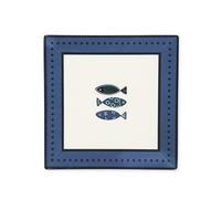 Excelsa Ocean, Set 6 Piatti in Ceramica, 24x24 cm, Decorazione Pesci Blu, Rettangolare