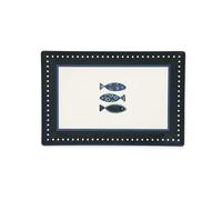 Excelsa Ocean Set 6 Piatti Rettangolari in Ceramica, Decorazione Pesciolini Blu, 30x20 cm