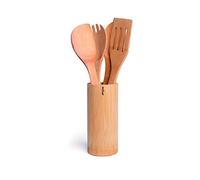 Excelsa Oriented Set 4 Cucina con Supporto Portautensili, Bamboo, Marrone, Lunghezza Utensili: 30 cm, 5 unità