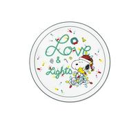 Excelsa Peanuts Shiny & Bright Set 6 Piatti Pizza in Porcellana, Decorazione Natalizia con Snoopy, Bianco e Verde, 30,5 cm