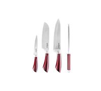 Excelsa Phoenix Set 4 Coltelli da Cucina, Manico Rosso, Acciaio INOX