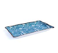 Excelsa Piatto Sushi Orientale, 20 x 12 cm, Porcellana, Rami Blu