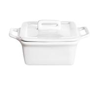 Excelsa Pirofila Quadra con Coperchio Home, 9.3X9.3 cm, Bianco