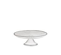 Excelsa Platinum Alzata Torta, Vetro, Trasparente/Bordo Argento, 28x28x26 cm
