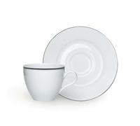 Excelsa Platinum Set 6 Tazzine da Caffè, Porcellana, Bianco e Argento