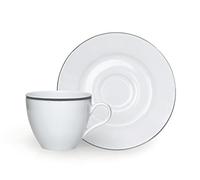 Excelsa Platinum Set 6 Tazzine da Caffè, Porcellana, Bianco e Argento