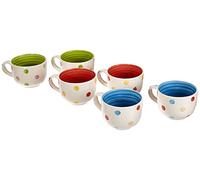 Excelsa Pois Set 6 Tazze Jumbo, Ceramica, Assortiti, 6 unità (Confezione da 1)