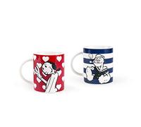 Excelsa Popeye & Olivia Set 2 Mug Porcellana, Blu e Rosso