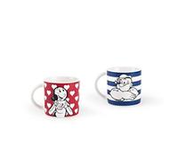 Excelsa Popeye & Olivia Set 2 Tazzine Caffè, Porcellana, Rossa/Blu - NUOVO