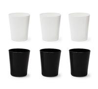 Excelsa Portofino Set 6 Bicchieri, Bianco/Nero, 30 Cl., Vetro Soffiato