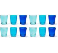 Excelsa Portofino Set 6 Bicchieri, Scala di Azzurro, 30 Cl., Vetro Soffiato (Confezione da 2)