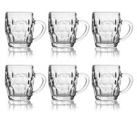 Excelsa Praga Set 6 Bicchieri da Birra in Vetro Soffiato, Design Classico con Manico, Trasparente, 29 cl