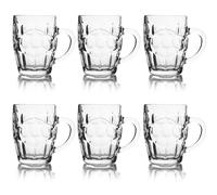 Excelsa Praga Set 6 Bicchieri da Birra, Vetro Soffiato, Trasparente, 550ml, Design Classico con Manico