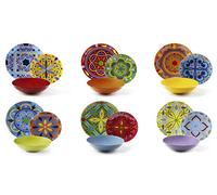 Excelsa Puebla Servizio Piatti 18 Pezzi, Porcellana e Stoneware, Multicolore