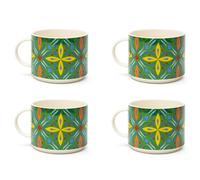Excelsa Puebla Set 4 Tazze Jumbo, Porcellana, Capacità 500 ml, Multicolore