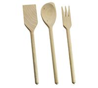 Excelsa Real Wood Set 3 Utensili Cucina, Legno, Marrone, 30x5.5x1.5 cm