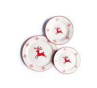 Excelsa Renna Servizio Tavola, Ceramica, Bianco/Rosso, 18 Pezzi