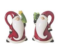 Excelsa Santa Claus Set Sale E Pepe, Ceramica, Rosso, 6x4.5x8 cm, 2 unità