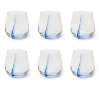 Excelsa Santorini Set 6 Bicchieri Acqua, Decoro Azzurro, Vetro, Capacità 370 Ml.