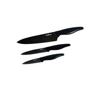 Excelsa Set 3 Coltelli da Cucina, Acciaio Rivestito al Titanio, Nero