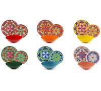 Excelsa Seurat Servizio Piatti 18 Pezzi, Porcellana e Stoneware, Decoro Multicolore, 6 Persone