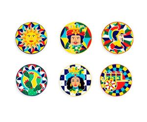 Excelsa Sicilian Rhapsody Sottobicchieri, 6 pezzi, ceramica, stile siciliano