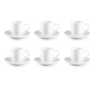 Excelsa Simple White Set 6 Tazzine Caffè con Piattino, Bianco, Porcellana, Capacità 100 Ml.