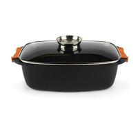 Excelsa Slow Cook Casseruola Ovale 5L, Alluminio Pressofuso, Rivestimento Antiaderente, Coperchio in Vetro con Pomolo Dosatore