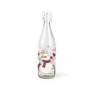 Excelsa Snowman Bottiglia di Vetro, Capacità 1 L., Altezza 32,5 Cm.