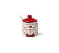 Excelsa Snowman Zuccheriera con Cucchiaino, 250 milliliters, Ceramica, Bianco -