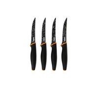 Excelsa Steak Set 4 Coltelli da Bistecca, Manico e Lama Nero, Acciaio INOX