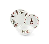 Excelsa Tartan Gnome Servizio Piatti 18 Pezzi, Porcellana, 6 Persone