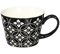 Excelsa Tazze & Co. Tazza Jumbo ml 415 Fiore/Rombo, Porcellana, Nero, 11x11x8 cm