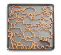 Excelsa Teglia E Sforna 14 Tagliabiscotti Animali, Acciaio, Grigio Scuro/Arancio, 28x29x1.5 cm, 15 unità