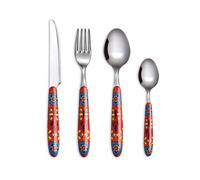Excelsa Tex Mex Set 24 Posate in Acciaio Inox, Stile Messicano, Multicolore, 6 Forchette, 6 Cucchiai, 6 Coltelli, 6 Cucchiaini