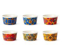 Excelsa Trinacria Set 6 Coppette Gelato/Aperitivo, Porcellana, Diametro 8.7 Cm., Decori Assortiti