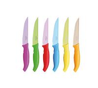 Set 6 coltelli carne bistecca acciaio inox colorato antiaderente stainless 38196