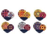 Excelsa Venice Servizio Piatti 18 Pezzi, Porcellana e Stoneware, Decoro Multicolore, 6 Persone