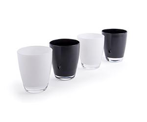 Excelsa Vetro, Happy Colour Set Bicchieri, Bianco e Nero, 4 unità, 300 Millilitri