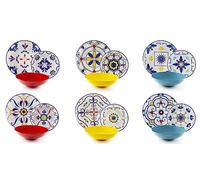 Excelsa Vietri Color Servizio Piatti 18 Pezzi, Porcellana e Stoneware, Decoro Multicolore, 6 Persone