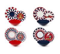 Excelsa Vintage Toys Servizio Piatti 12 Pezzi, Porcellana, Set 4 Persone, Multidecoro