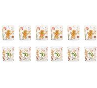 Excelsa Wonderful Ginger Set 6 Bicchieri Acqua, Vetro Decorato Natalizio, Pupazzo di Neve e Biscotto Zenzero, 250ml, 7,5x8,5cm (Confezione da 2)