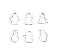 Excelsa Wonderful Ginger Set 6 Tagliabiscotti Natalizi in Acciaio, Forme Casetta, Omino Pan di Zenzero, Abete, Pupazzo di Neve, Guanto, Babbo Natale