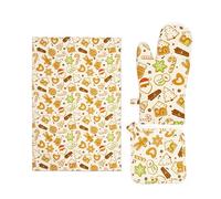 Excelsa Wonderful Ginger Set Cucina Natalizio, Guanto da Forno, Presina e Canovaccio in Cotone con Stampa Pan di Zenzero, Dimensioni 50x70/32x18/20x20 cm