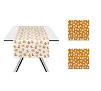 Excelsa Wonderful Ginger Set Runner e Tovaglioli, Cotone 100%, Arancione con Motivi Natalizi, Runner 145x45cm e 2 Tovaglioli 45x45cm, per Colazione e Pranzo