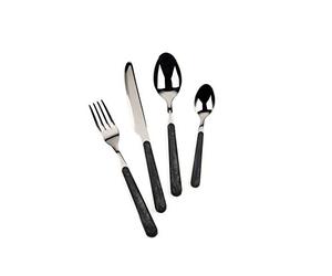 Excelsa Wood Servizio 24 Posate, Acciaio Inox, Nero