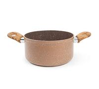 Excelsa Wood & Stone Casseruola 2 Manici 20 cm, Alluminio Forgiato, Marrone