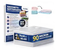 Excelux Sacchetti Sottovuoto Piumoni e Coperte 16 Pezzi - 8 XL 80x60 + 8 L 70x50 cm - 90 Micron Extra Resistenti - Buste Salvaspazio per Cambio Stagione, Armadio e Biancheria Letto